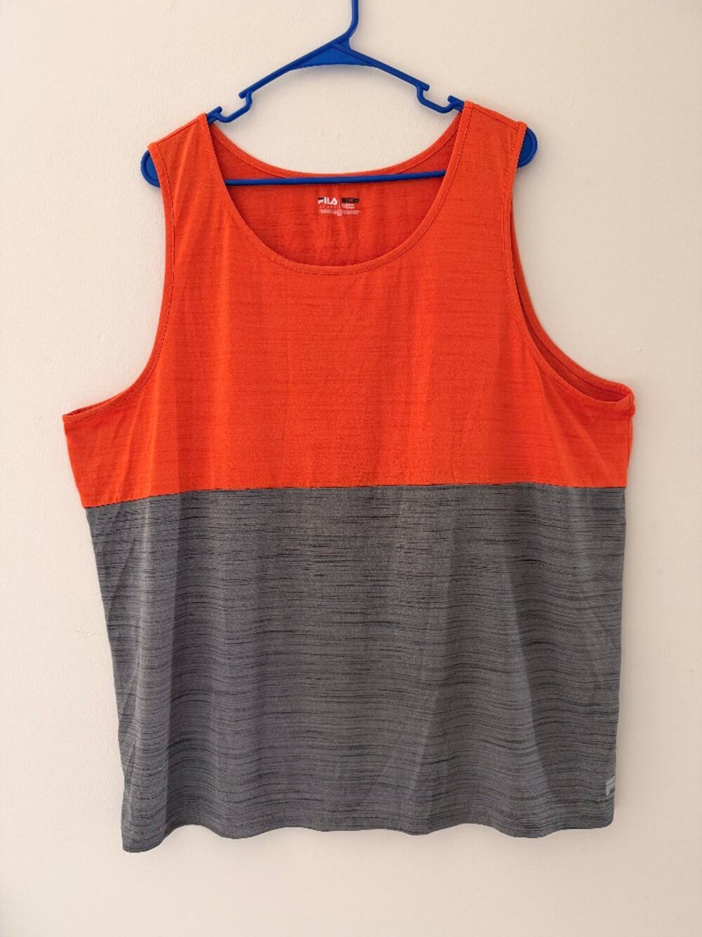 FILA SPORT LIVE IN MOTION ATHLETIC TANK TOP SHIRT - ORANGE & GRAY - XXL